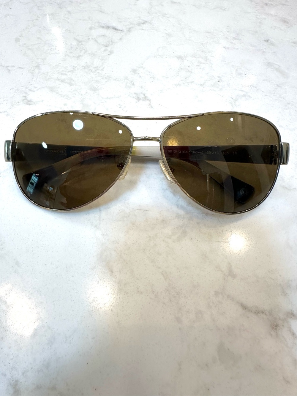 COACH Aviator Metal Frame Sunglasses - Brown Lenses